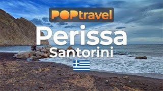 Walking in PERISSA / Santorini (Greece) 🇬🇷- Black Sand Beach - 4K 60fps (UHD)