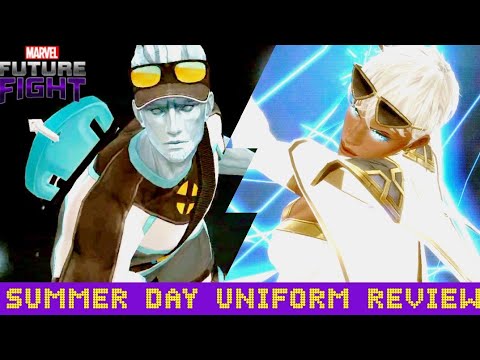 HOT SUMMER DAY STROM AND ICE MAN UNIFORM REVIEW IN MARVEL FUTURE FIGHT #love2allmff #marvel