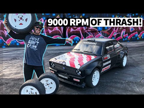 Ken Block Shreds Toyo Tires at 9000 RPM at the Burnyard! Gymkhana GRID Tire Test in Ford Escort Mk2