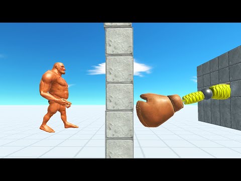 GIANT BOXING GLOVE THROUGH THE WALL HITS UNITS | ANIMAL REVOLT BATTLE SIMULATOR