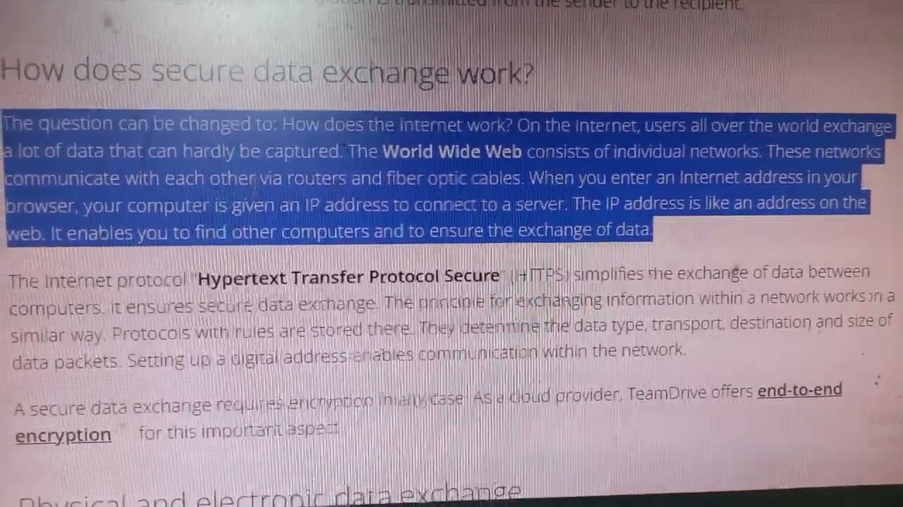 Secure Data Exchange Definition, Development and Formats