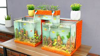 Easy to build aquarium jointed with fish bridge