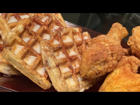 How To Make Chicken and Waffles | Cinnamon Roll Waffles | Fried Chicken