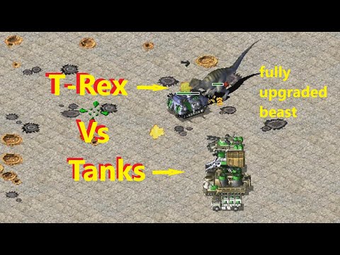 T-rex Vs Tanks - Red Alert 2 (Fully Upgraded)