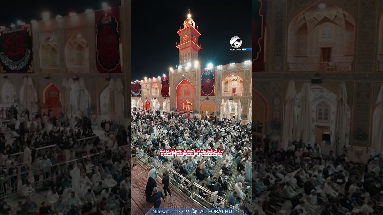 فيديو | أيادٍ تُرفَع تقرُّباً وتوسُّلاً وقلوبٌ مؤمنةٌ تتلو دعاء كميل في الصحن العلوي المُطهَّر