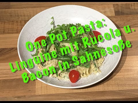 #030 - One Pot Pasta: Linguine mit Bacon und Rucola in Sahnesoße aus der gusseisernen Pfanne 🇭🇷