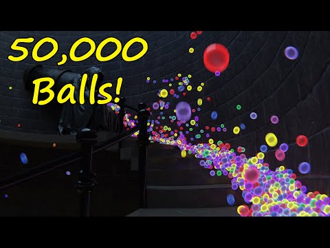 50,000 Bouncy Balls vs Spiral Staircase - Satisfying Animation