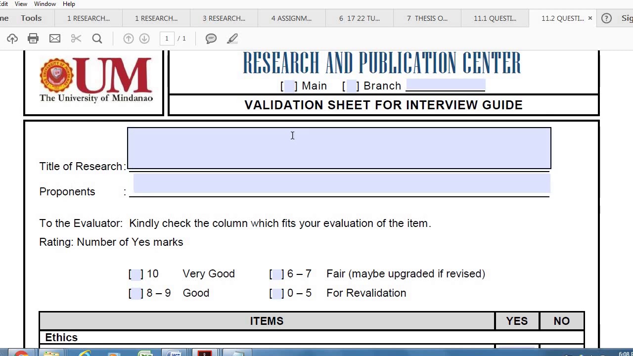 14 QUESTIONNAIRE VALIDATION FOR INTERVIEW GUIDE