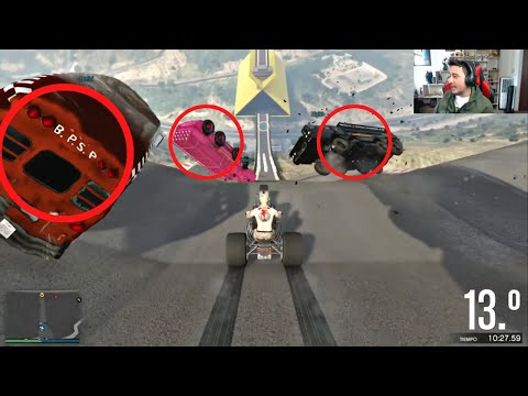 300 TRUCKS FALL ON ME AND I GET VERY ANGRY!! GTA V MEGA RAMP