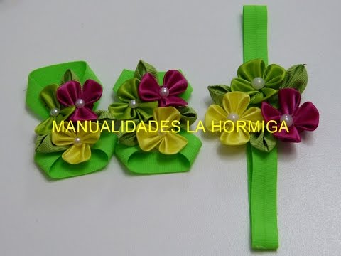 Tiaras  con flores en cinta