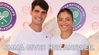 WATCH: Emma Raducanu Gives Answer On Carlos Alcaraz Rumor