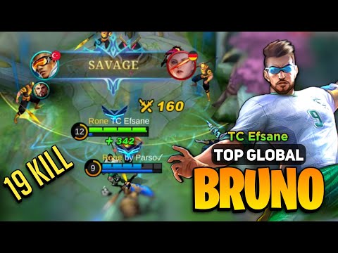 SAVAGE + 19 Kills! Goldlane Bruno Best Build [ Top Global Bruno Gameplay ] By TC Efsane - MLBB