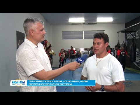 O tetracampeão mundial de boxe Acelino Freitas (Popó) participa de evento em Teresina 17 04 2023