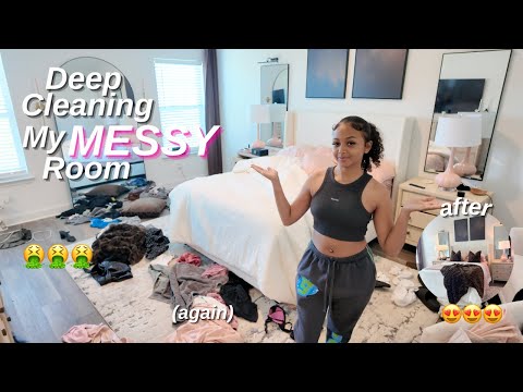finally cleaning my MESSY room *clean & organize with me* | you'll want to clean too!