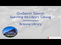OneSearch Tutorial: Searching the Library Catalog