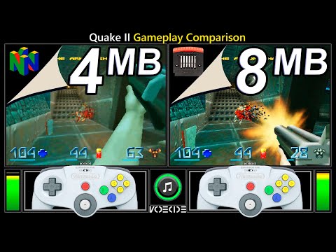 Quake II (Nintendo 64 vs Nintendo 64 w/ Expansion Pak) Gameplay Comparison