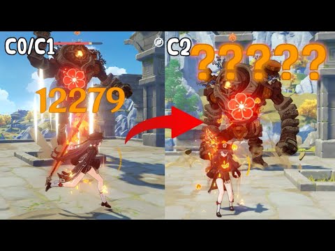 C2 Hu Tao Blood Blossom Damage Comparison - C0/C1 vs C2
