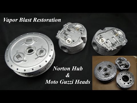 Vapor Honing Moto Guzzi Heads and Norton Hub