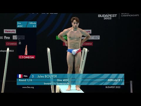 Jules BOUYER - 2022 FINA World Diving Championships, Budapest (HUN) - Men 1m Final FULL