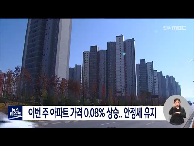 전라북도 아파트 가격 상승 안정세 유지