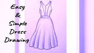 Easy & Simple dress Drawing For Beginners | Fashion Sketching | How to draw Clothes Step by Step