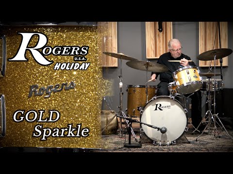 Rogers 20/12/16" Cleveland-Era Holiday Drum Set - VIDEO Gold Sparkle "Headliner" Outfit w/ 5x14" Powertone image 24