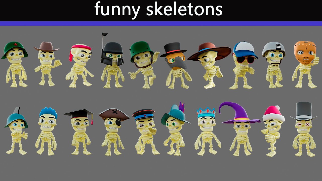 Funny skeletons 3D Model