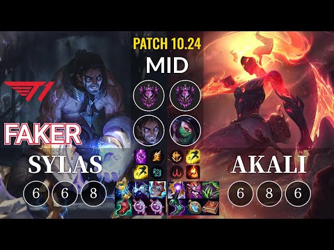 T1 Faker Sylas vs Akali Mid - KR Patch 10.24