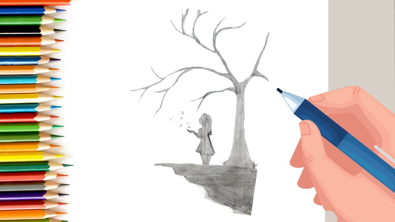 How to draw a girl with Butterfly in Moonlight for beginners