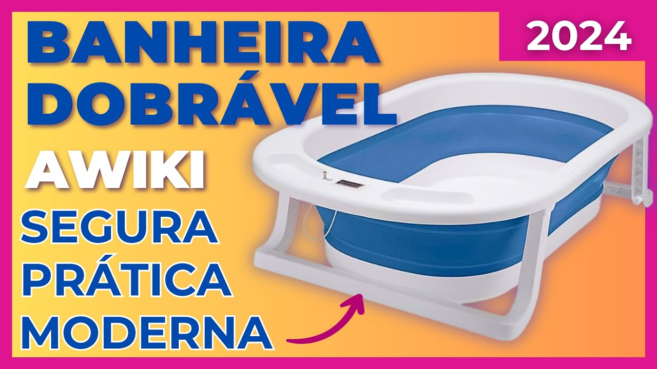 Banheira Retrátil AWIKI com Termômetro | Dobrável e Portátil | Banheira de bebê 2024
