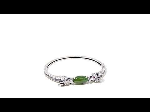 Jade of Yesteryear Nephrite "Dragon" Hinged Bracelet