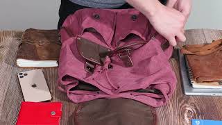 Удобный закрывающийся клапаном текстильный рюкзак на магнит Vintage 22153 бордовый.