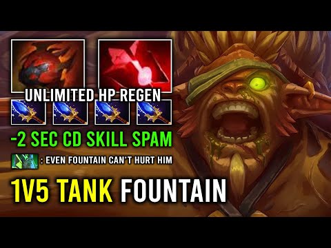 EVEN Fountain Can't Stop Him -2 Second CD Skill Spam 1v5 Unlimited HP Regen Bristleback Dota 2