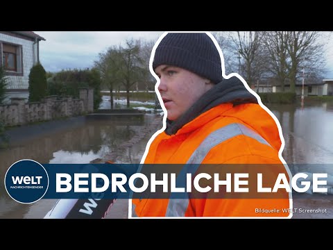 Video Thumbnail: LAND UNTER IN DEUTSCHLAND: Sturm und Dauerregen lässt Hochwassergefahr steigen - Ort in evakuiert