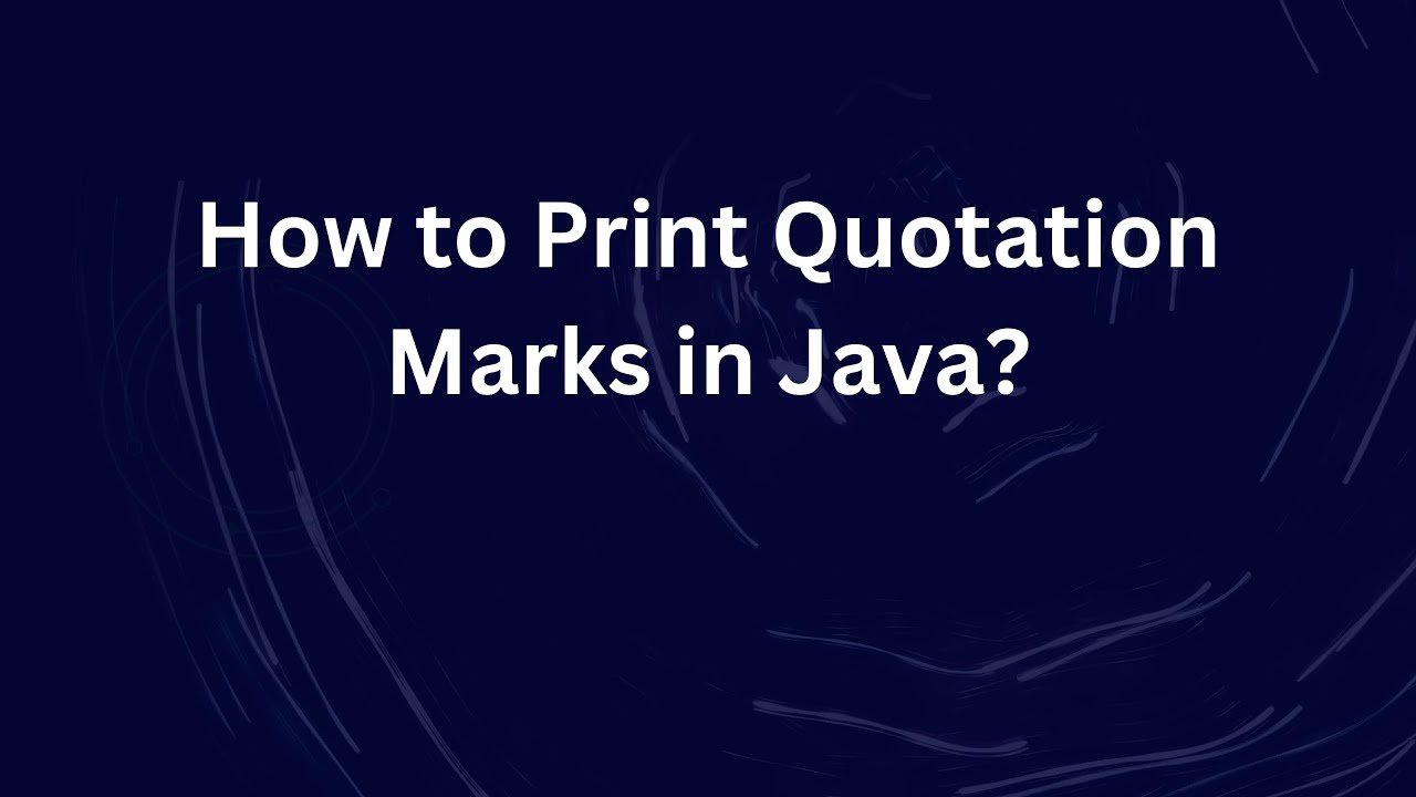 How to Print Quotation Marks in Java?