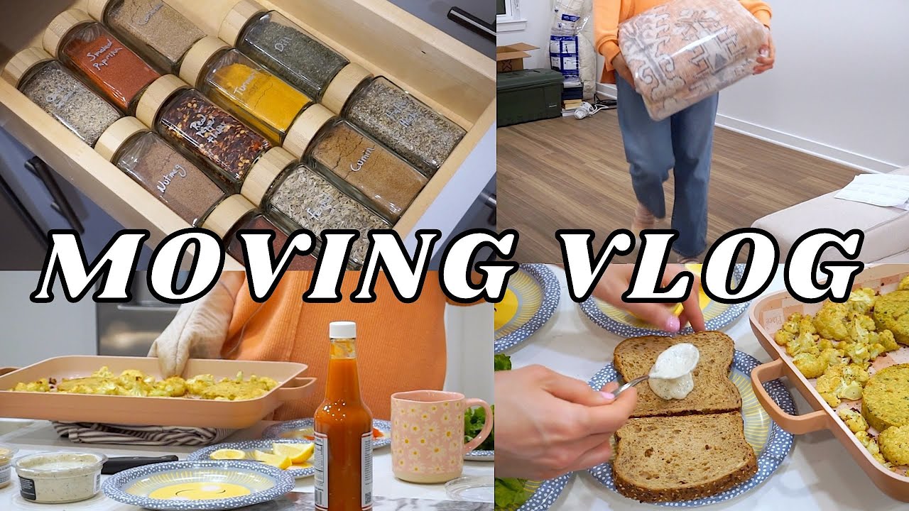 MOVING VLOG 1📦 EMPTY APARTMENT TOUR, ORGANIZING THE KITCHEN, EASY MEALS!