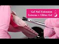 Oval Gel Nail Extensions using Extreme Gel & Tiny Diamond Glitter Gel