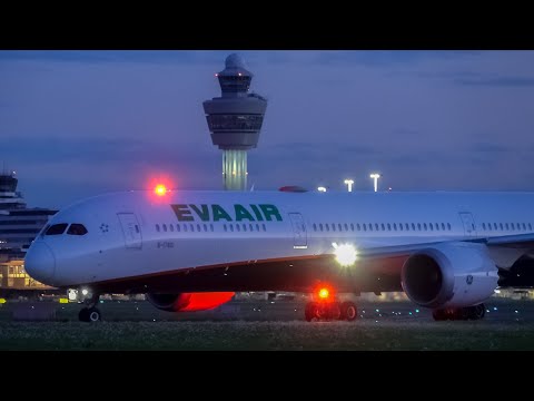 BREATHTAKING Summer Evening Takeoffs | ft. EVA 787-10 | Plane Spotting at Amsterdam Airport Schiphol