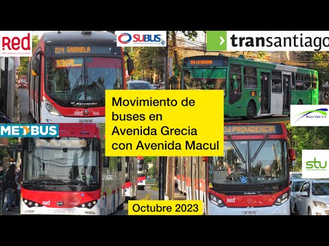 Movimiento de buses Transantiago y Red en Avenida Grecia con Avenida Macul