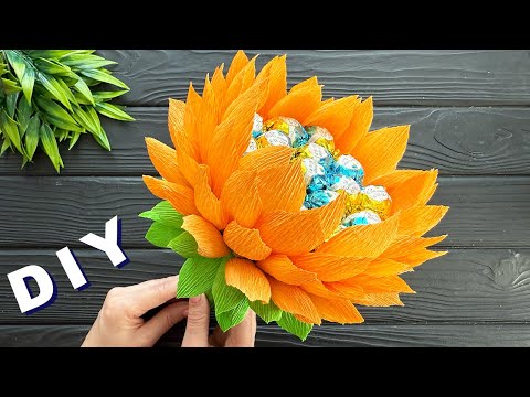 Beautiful! How to Make Sunflower Crepe Paper Flower DIY Easy Gift Ideas
