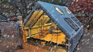 Download lagu −10 ℃ Winter Snow Camping with a Wood Stove in an Inflatable Tent ❄️🔥 mp3