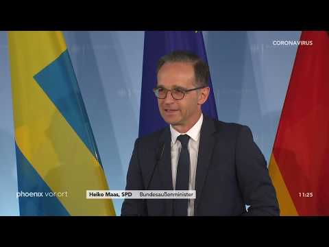 Ann Linde und Heiko Maas nach der Videokonferenz der Außenminister am 24.04.20