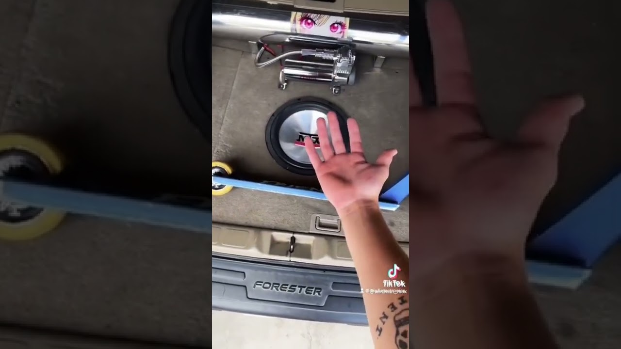 Custom subwoofer box or lazy car stereo set up? Cool airbag suspension though!