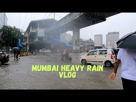 Mumbai Rain | Walking On Streat Of Marol Village In Heavy Rain.