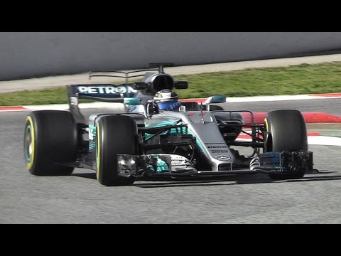Thumbnail for Mercedes W08 EQ Power+ F1 2017 - Hamilton & Bottas testing at Circuit de Barcelona-Catalunya by Mercedes-AMG, Renault, Ferrari, Supercar, Car
