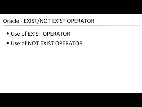 Oracle - EXIST/NOT EXIST OPERATOR