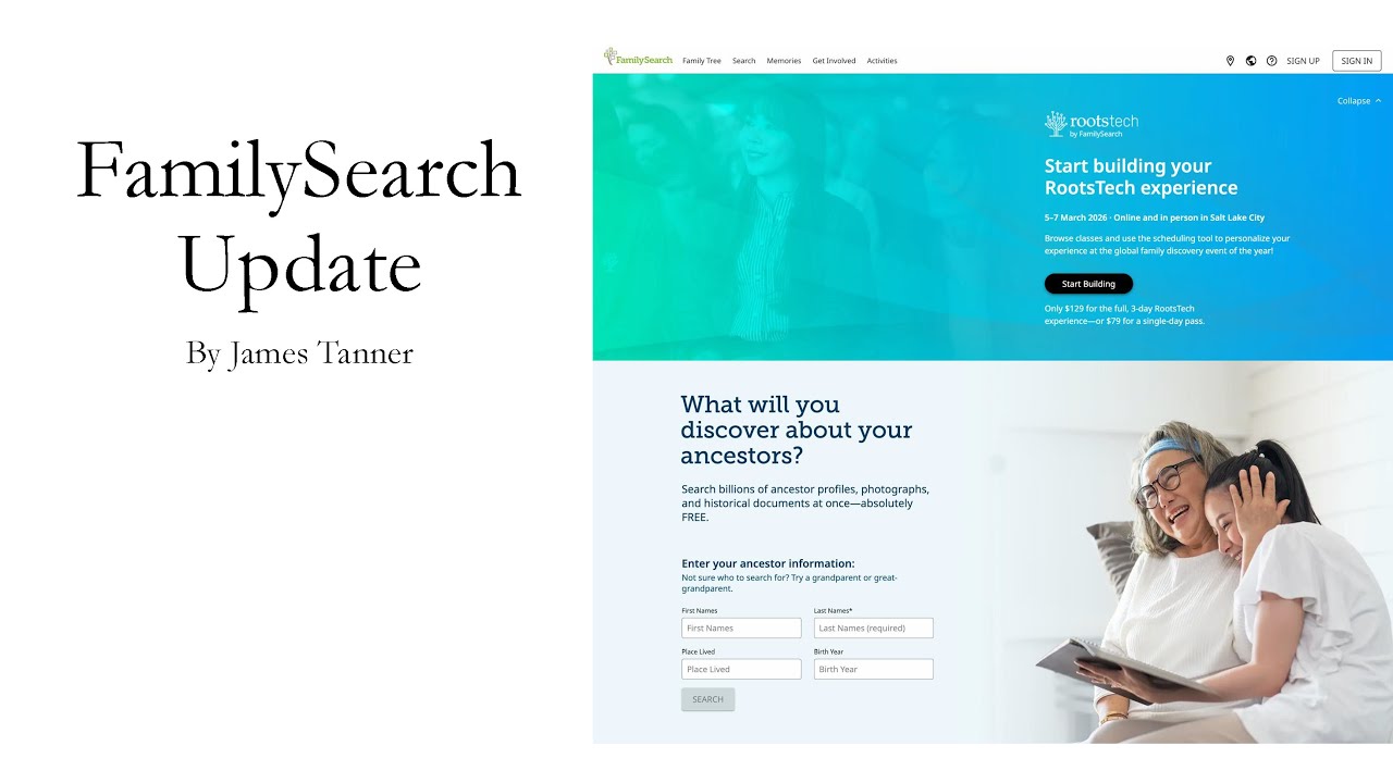 FamilySearch Update – James Tanner (8 Feb 2026)
