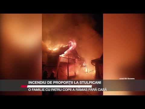 Incendiu de proporții la Stulpicani. O familie cu patru copii a rămas fără casă