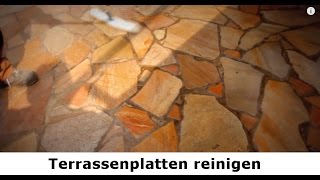 Terrassenplatten reinigen - Quarzit Naturstein Reinigung und Schutz - Stein-Doktor