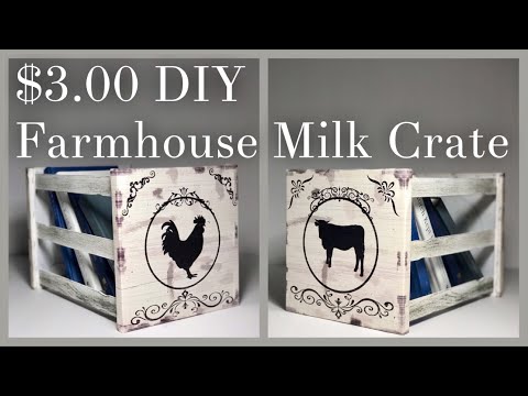 DIY Farmhouse $3 Milk Crate / Storage Crate - Dollar...